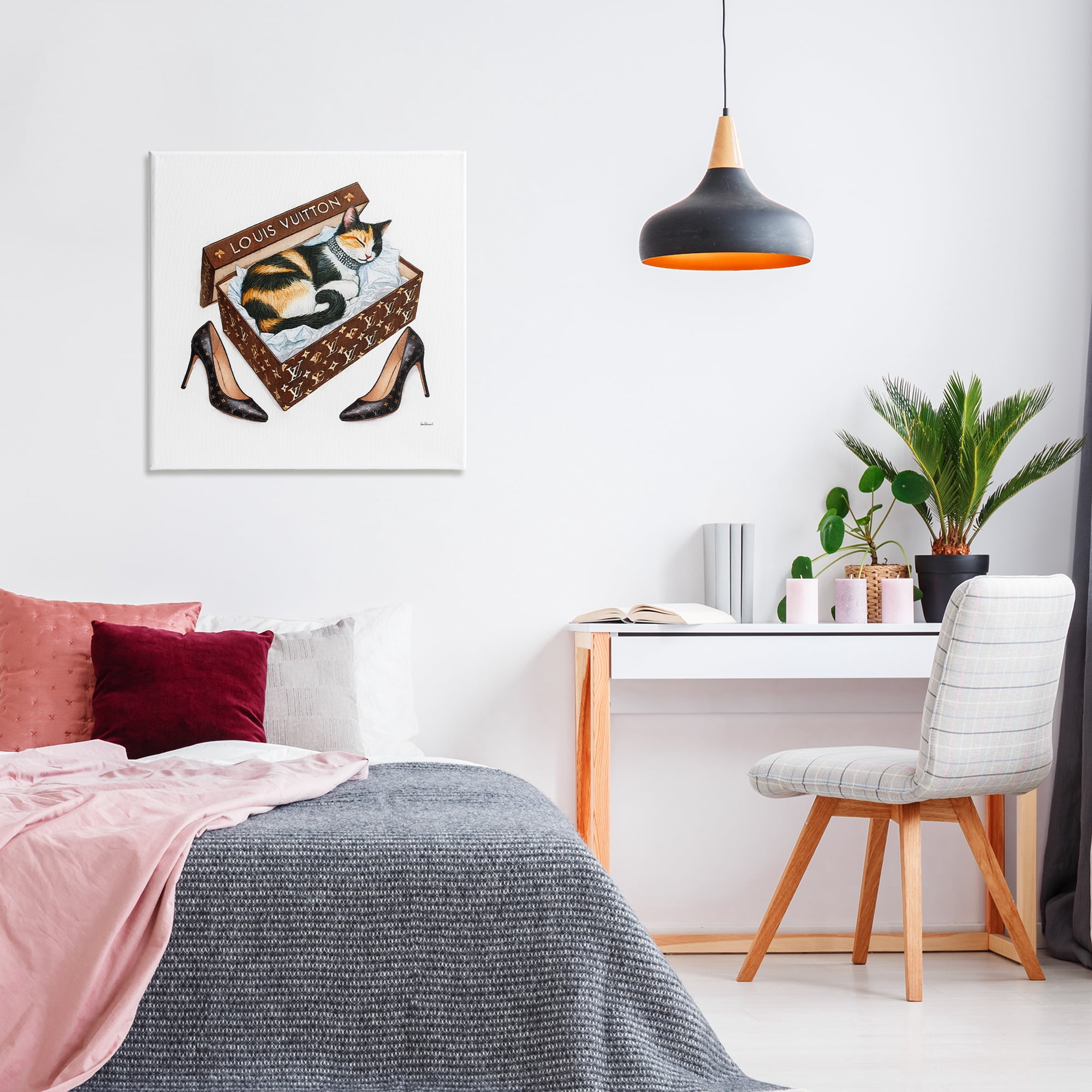 Stupell Industries Kitty Sleeping in Shoebox Animals Painting Wrapped Canvas Art Print Wall Art, 30 x 30