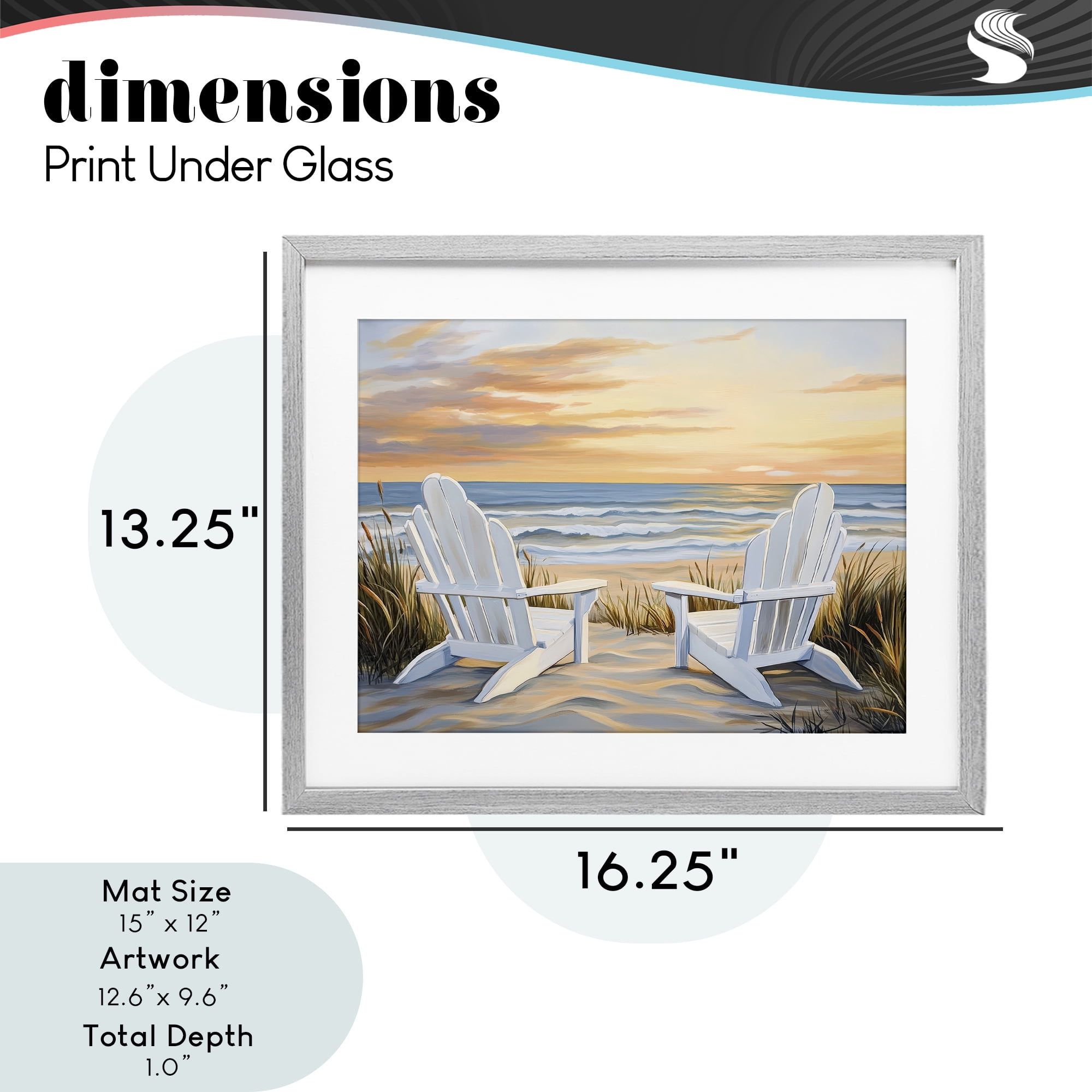 Stupell Industries Wave Watching Spot at Sunset Gray Framed Print Under Glass, design by Petal Prints Design