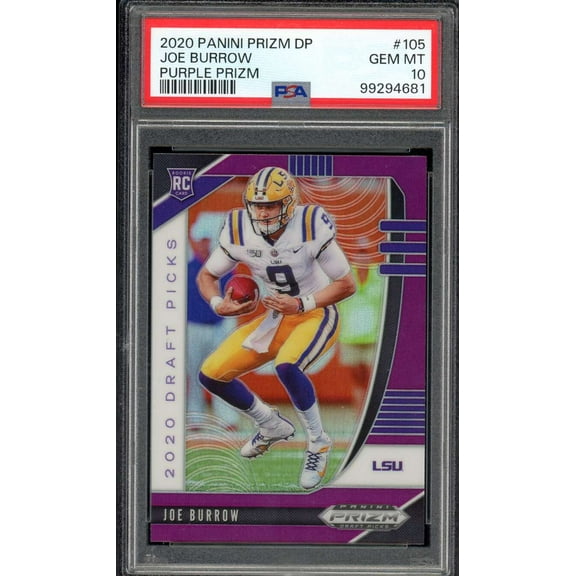 Joe Burrow Rookie Card 2020 Panini Prizm DP Purple Prizm #105 PSA 10