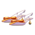 thumbnail image 4 of XYD Women Chic Bowknot Pointed Toe Slingback Pumps Metal Flared Low Heels Buckled Strap Sandals Dressy Shoes Size 7 Light Purple-orange, 4 of 4