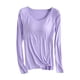 thumbnail image 2 of Neewe Women's Plain Relaxed Pajamas with Built-in Padded Bra Loose Casual Soft Long Sleeve Crew Neck T-Shirt, 2 of 6
