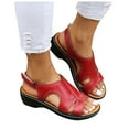 thumbnail image 3 of Sandales pour Femmes Grande Taille Sandales de Randonnée pour Femmes Sandales en Mousse à Mémoire de Forme Chaussures d'Été pour Femmes avec Mousse Élégante Sandales à Enfiler pour Femmes Design Creux et Léopard, 3 of 9