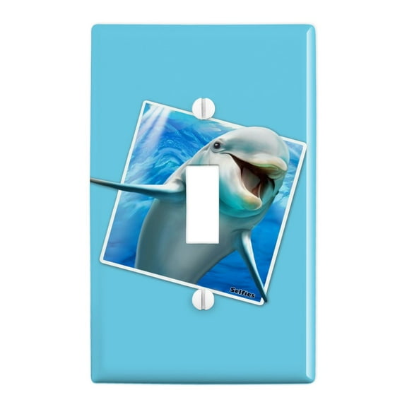 Dolphin Selfies Picture Plastic Wall Decor Toggle Light Switch Plate Cover