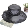 thumbnail image 2 of Women Flower Organza Sun Hat Wide Brim Visor Caps for Beach Party, 2 of 4