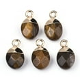 thumbnail image 2 of 10 pc Natural Tiger Eye Charms Top Light Gold Plated with Iron Loop Oval Faceted 14~15x8x5mm Hole: 1.8mmDIY, 2 of 3