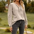 thumbnail image 4 of Womens Dressy Sweaters 2025 Fall Winter Long Sleeve Button Down Ruffle Henley Neck Casual Cotton Pullover Tops, 4 of 6