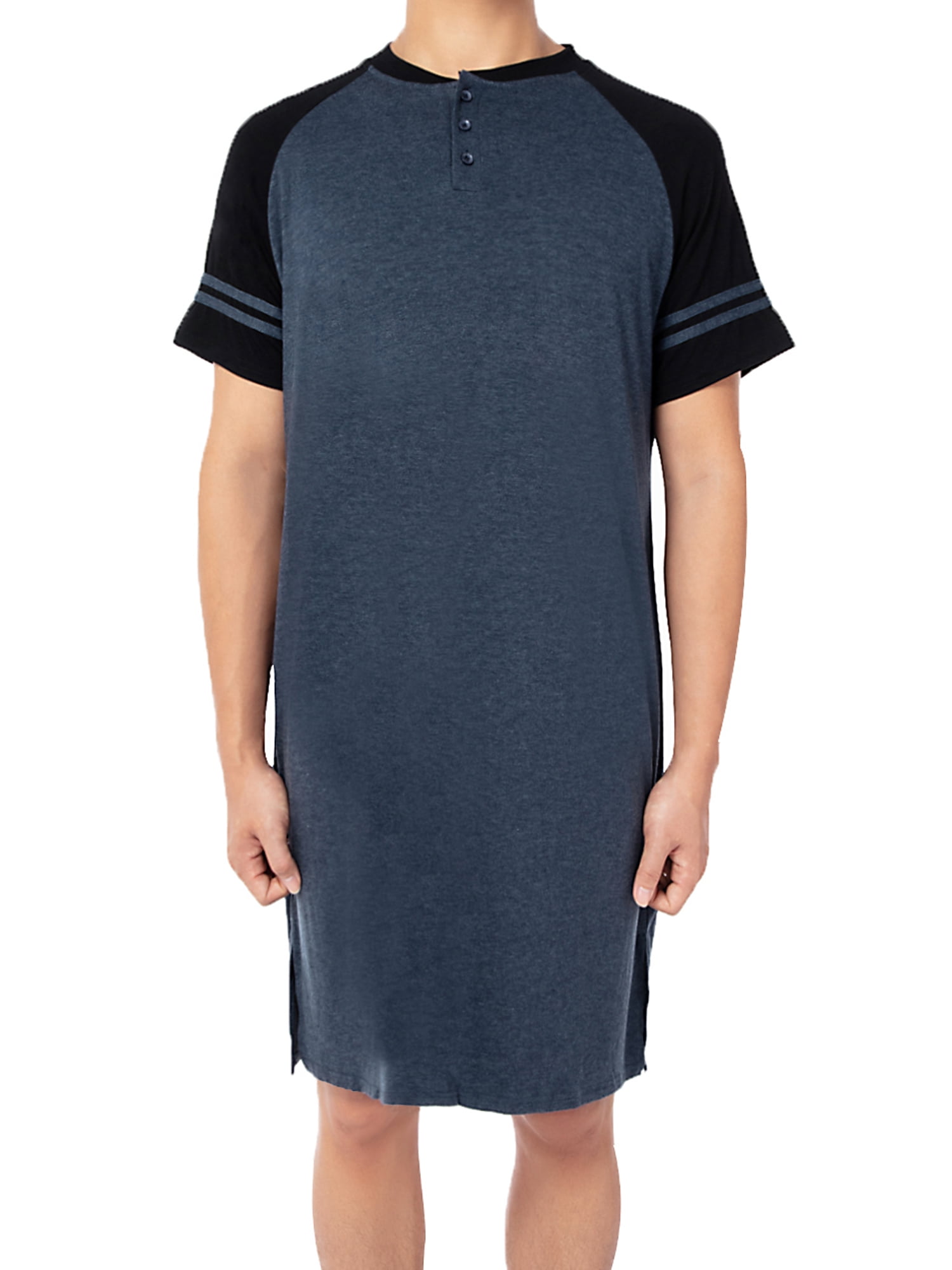 LELINTA Men's Big and Tall Sleepwear Cotton Sleep Shirt Men Crew Neck