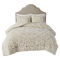 Pemberly Row Cotton Tufted King/Cal King Duvet Cover Set in Brown