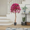 thumbnail image 4 of Gymax 4.5FT Artificial Tree Azalea Artificial Tree w/ Plastic Pot for Indoor & Outdoor, 4 of 10