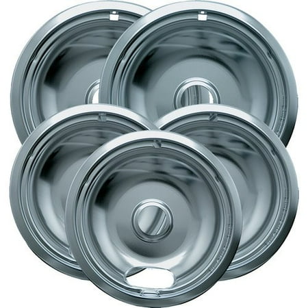 Range Kleen Range Accessories 6 in. 3-Small and 8 in. 2-Large Drip Bowl Plated (5-Pack) (Best Way To Clean Stove Top Drip Pans)