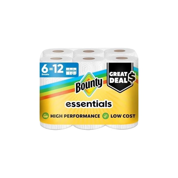 Select-A-Size Essentials White Paper Towels, 108 Sheets, 6 Double Rolls
