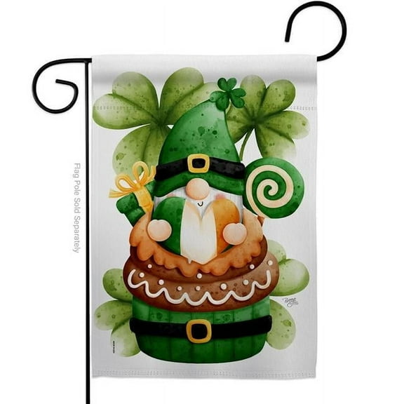 Breeze Decor G120087-BO 13 x 18.5 in. St Patty Gnome Vertical Garden Flag with Double-Sided House Decoration Banner Yard Gift