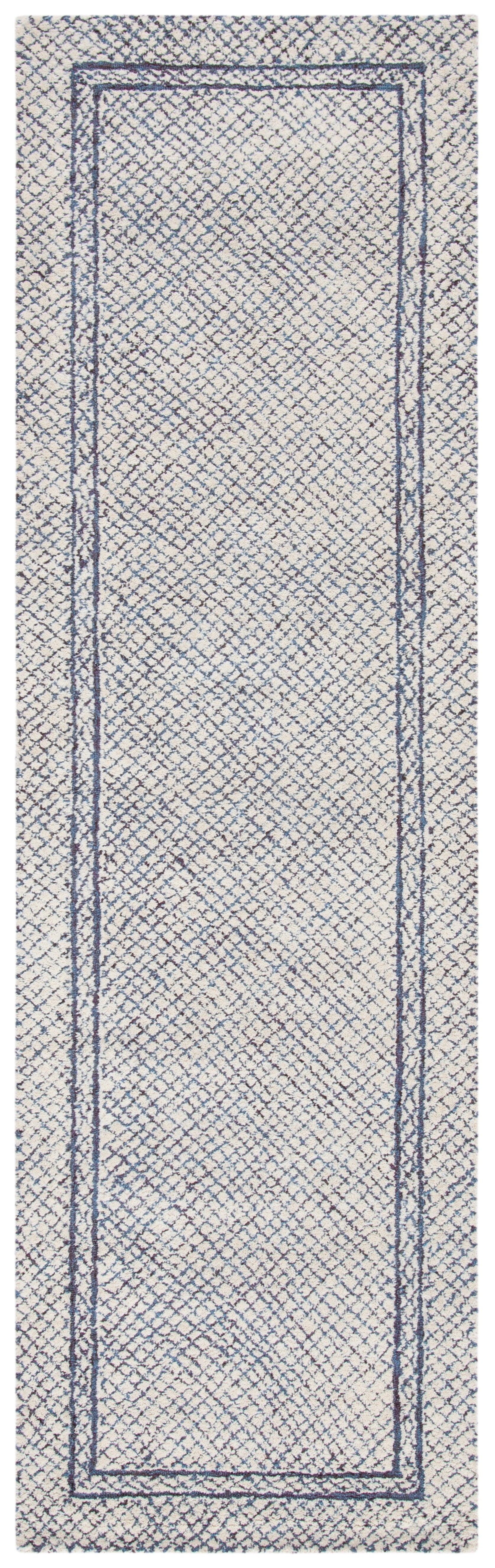 SAFAVIEH Abstract Millicent Geometric Wool Runner Rug, Ivory/Navy, 2'3" x 12'