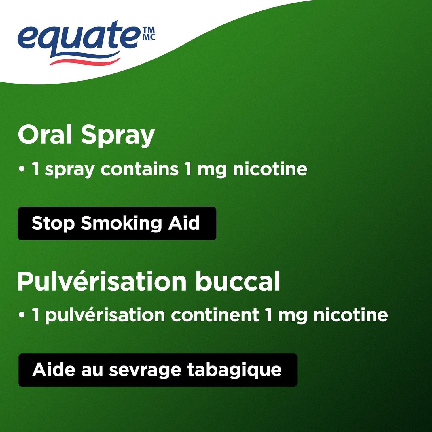 Brume de nicotine pulvérisation buccal, Arôme de menthe poivrée Equate 2 x 17 ml
