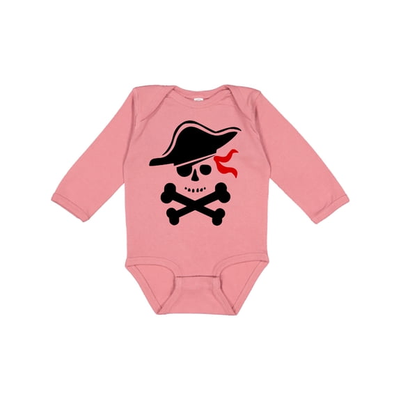Inktastic Pirate Skull and Cross Bones Boys or Girls Long Sleeve Baby Bodysuit
