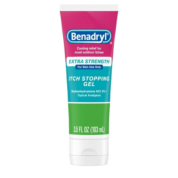 Benadryl Extra Strength Anti-Itch Topical Gel with 2% Diphenhydramine HCI for Itch Relief of Outdoor Itches Associated with Poison Ivy, Insect Bites & More, 3.5 fl. oz