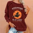 thumbnail image 2 of Rbaofujie Chandails Surdimensionnés pour Femmes Femmes Décontracté Manches Longues Col Rond Hauts Blouse Ample Imprimé Graphique Chandail en Molleton Vin Chandails à Capuchon pour Adolescentes, 2 of 4