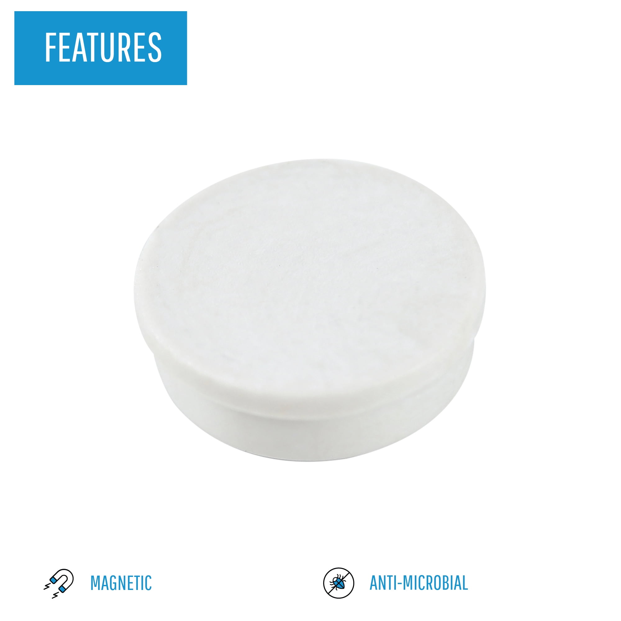MasterVision Antimicrobial Magnets 1" Diameter, pack of 10