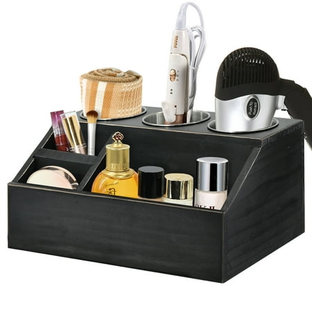

Black Wood Hair Tool Organizer Holder Tray by Decorio