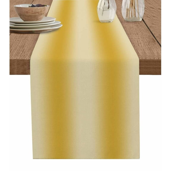 Table Runner 90 Inches Long for Kitchen Dining, Yellow Ombre Dresser Scarf Farmhouse, Dining Table Decorations for Wedding/Parties, Farmhouse Yellow Gradient Modern Art 13 x 90 In