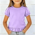 thumbnail image 2 of Akiihool Girls Beach Outfits Girls Side Ruched Short Sleeve Crewneck Fitted Tops Casual Summer Soft Tee Clothes (Purple,0-1 Years), 2 of 4