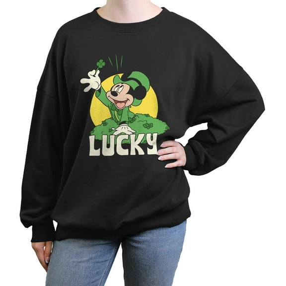 Junior's Mickey & Friends Lucky Clover  Sweatshirt