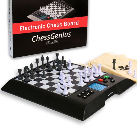 Millennium Chess Electronic Chess Board ChessGenius AI Chess Teacher, Computer, Magnetic Pieces