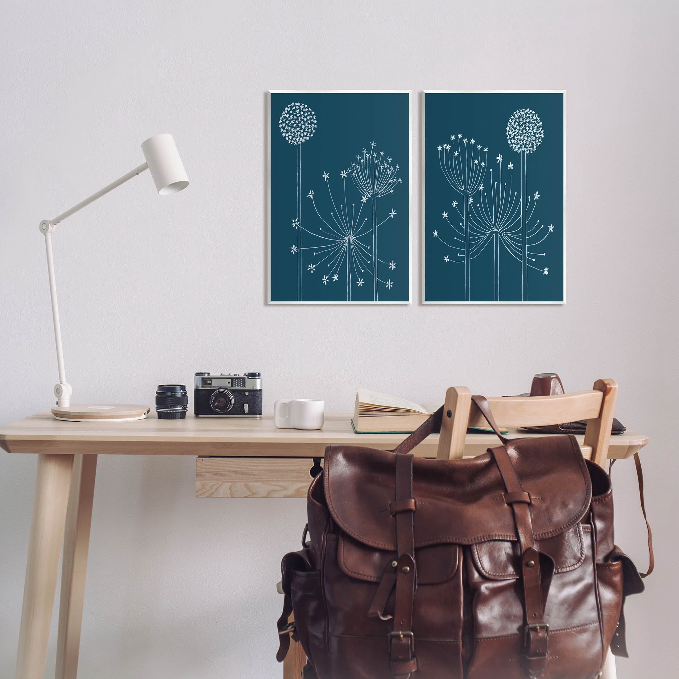 Stupell Industries Blooming Dandelions Line Drawing Graphic Art Unframed Art Print Wall Art, Set of 2, Design by Alicia Longley