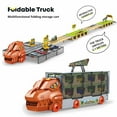 thumbnail image 2 of Car Carrier Truck Toy with Ejection Race Track - 6 Alloy Cars - Ages 3-5 - Birthday Christmas Gift - Brown, 2 of 14