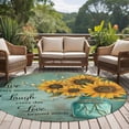 thumbnail image 5 of Vintage Sunflower Large Area Rugs for Bedroom Living Room, Soft Non Slip Carpet Bedside Rug, Teal Retro Summer Botanical Floral Round Floor Cover Kitchen Accent Rug 6' for Dining Room/Office, 5 of 9