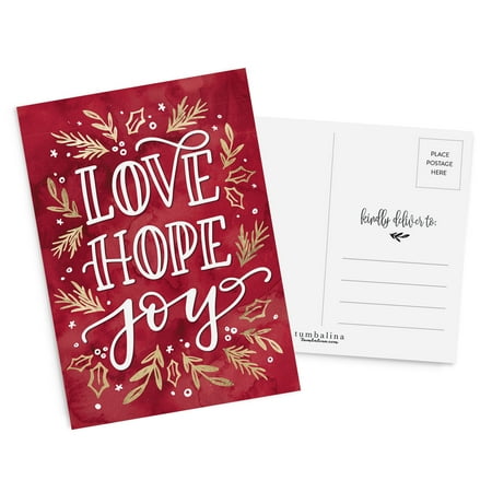 Post Office Christmas Jobs 50 Holiday Postcards, Love Hope Joy, Hand-Lettered Christmas Postcard Set, Hand-lettered Holiday Postcards, Happy New Year Postcards, Seasons Greetings Postcards ()