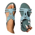 thumbnail image 3 of Xijirk Sandals Women Bohemian Rhinestone Flat Sandals, Elastic Slingback Ankle Strap Casual Beach Footwear,6.5, 3 of 8