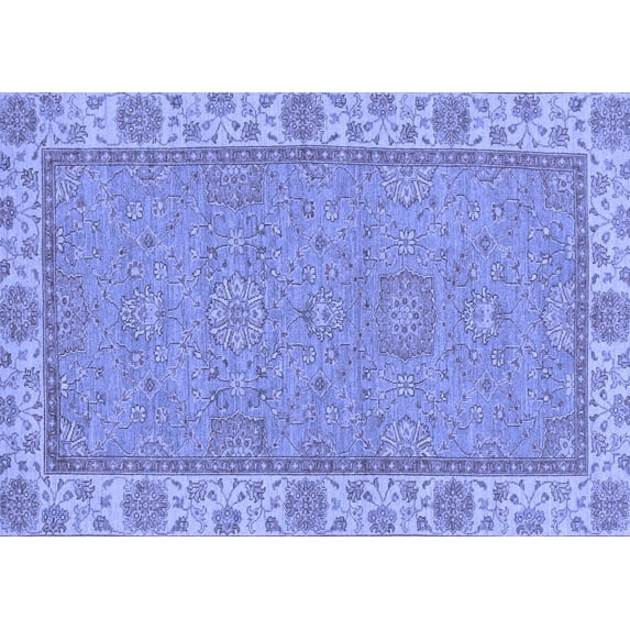 Ahgly Company Machine Washable Indoor Rectangle Oriental Blue Traditional Area Rugs, 7' x 9'