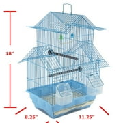 Blue 18-inch Medium Parakeet Wire Bird Cage for 1 or 2 Birds perfect Bird Travel Cage and Hanging Bird House