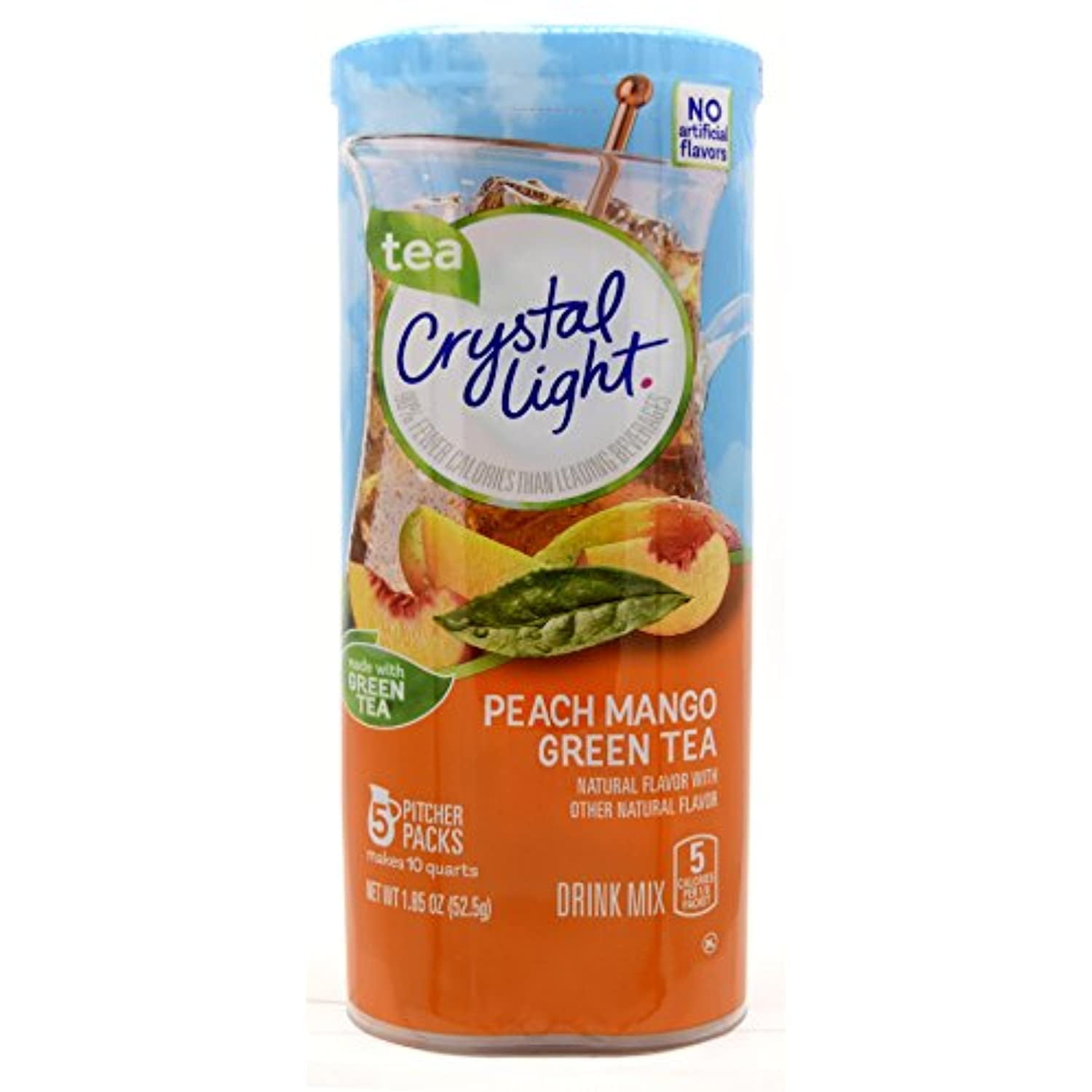 Crystal Light Peach Mango Green Tea Drink Mix, 10-Quart Canister (Pack Of 3)