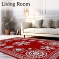 thumbnail image 2 of ODIKA 8'x10' Machine Washable Non-Slip Area Rug, Snowflake Medallion Holiday Festive Winter Wonderland Design High Traffic Rug with Pad, Red, 746394, 2 of 8