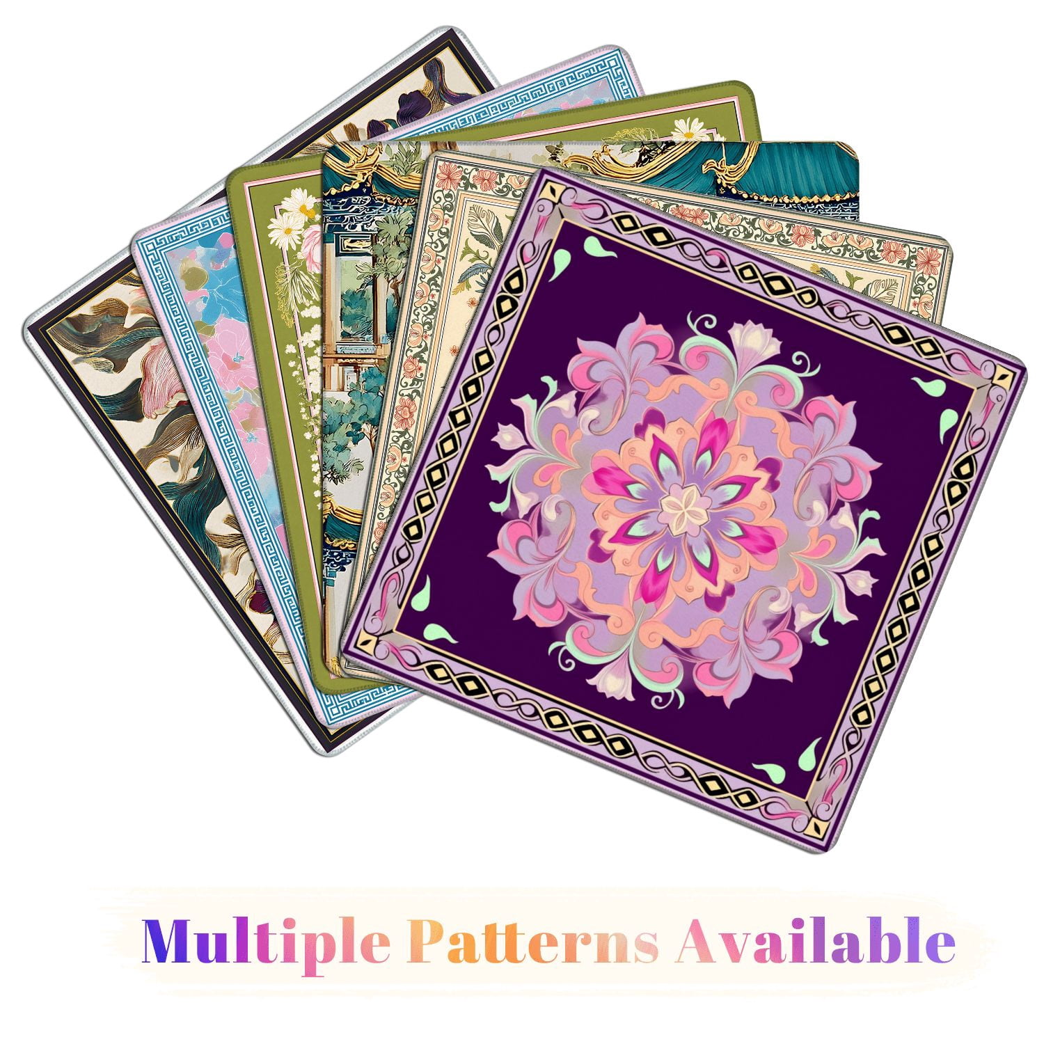 Mahjong Mat 31.5" x 31.5" Floral Mandala Pink Purple Pastel Accents Dark Non-Slip Noise Reduction American Mahjong Tiles Table Cover for Dominoes Poker Card Board Games Gift