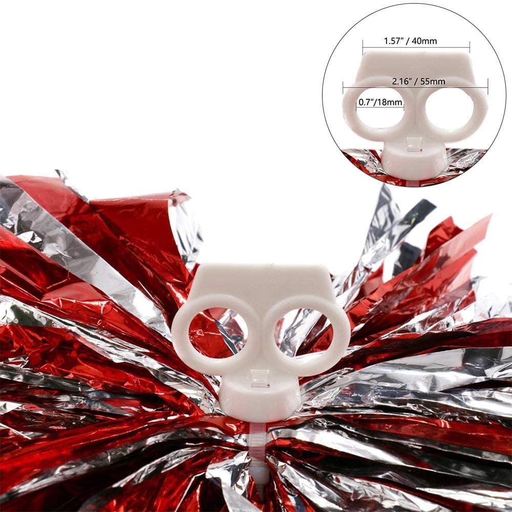 LINLIN 4Pcs Metallic Foil Cheerleading Pom Poms, Premium Cheerleader Pompoms Kit, Cheering Hand Flowers for Sports Cheers Ball Game Dance Fancy Dress Night Party - 6 Inches