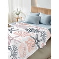 thumbnail image 4 of Coastal Ocean King Size Flat Sheet, Wrinkleproof & Fadeproof Cooling Flat Bed Sheet Only, Green Pink Coral Starfish Seahorse Shell Breathable Soft Bedding Top Sheets 105 x 98 Inches, 4 of 8