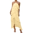 thumbnail image 3 of Sentmoon Calf Length Dress 2026 Trendy Solid Color Ruffled Dress Ruffle Chiffon Breathable Regular Fit Hawaiian for Business and Casual Yellow M, 3 of 9
