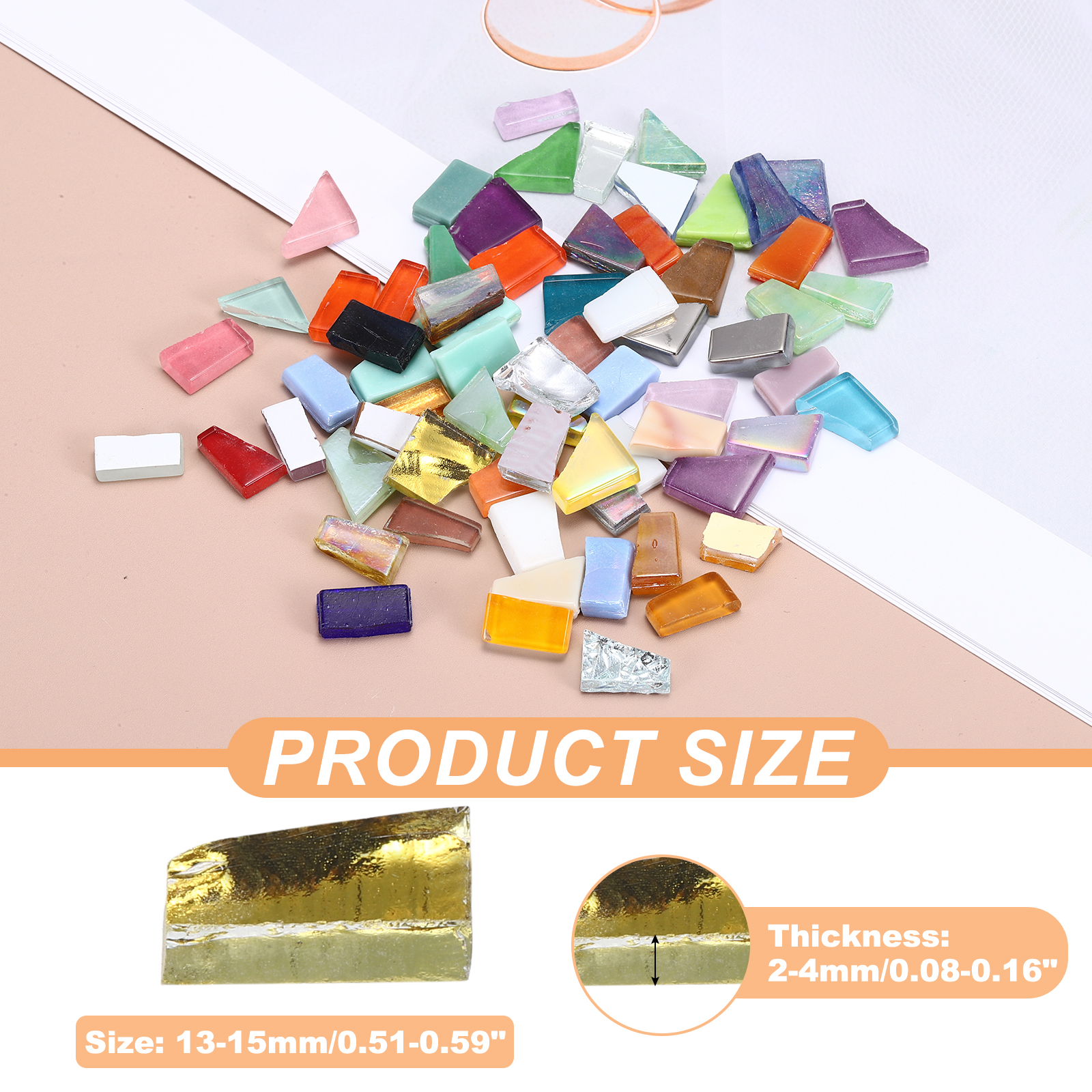 Uxcell Irregular Glass Mosaic Tiles, 500g/1.1LB Irregular Stained Glass Sheets Broken Mosaic Pieces Tiles Supplies Kit Bulk for DIY Art Craft Making Home Decor, Gold Series