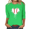 thumbnail image 2 of QUNYINEY 3/4 Sleeve Womens Shirts Casual Baseball Crew Neck Green Tops Drop Shoulder Loose T-Shirts, 2 of 4