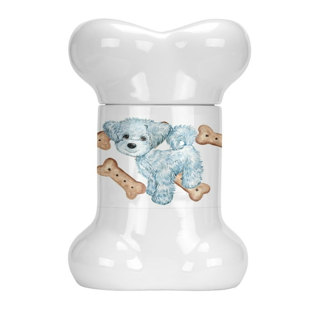 Carolines Treasures CK2381BSTJ Maltese Puppy Bone Shaped Treat Jar
