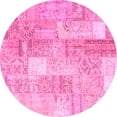 thumbnail image 1 of Ahgly Company Indoor Round Patchwork Pink Transitional Area Rugs, 3' Round, 1 of 4