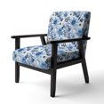 thumbnail image 3 of Designart "Eccentric Blue Watercolor Florals II" Blue Floral Upholstered Accent Chair - Cottage Arm Chair For Bedroom, 3 of 5