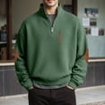 thumbnail image 2 of KHONTS Sweatshirts for Men Long Sleeve Quarter Zip Loose Pullover Tops Textured Casual Solid Color Fall Shirts Green M, 2 of 4