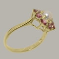 thumbnail image 3 of LBG British Made 14k Yellow Gold Cultured Pearl & Pink Tourmaline Womens Statement Ring - 33 size options - Size 7, 3 of 6