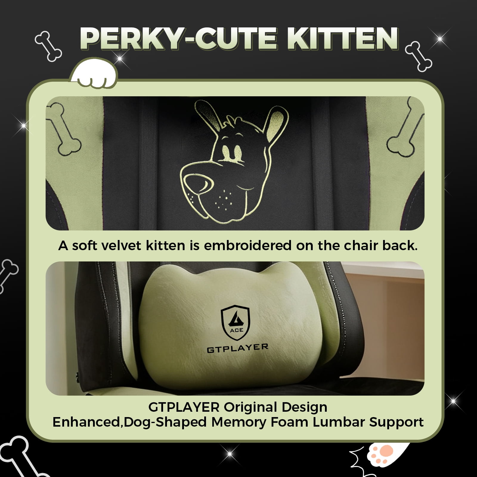 LUCKLIFE Cute Gaming Chair with Cat Paw,Computer Chair with Footrest, Reclining PC Game Chair for Girl, Teen