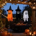 thumbnail image 5 of XHKUYI Halloween Hanging Ghost Decoration 39.3 inch, Glowing White Fabric Ghost with Witch Hat, Spooky Floating Ghost Decor for Halloween Home, Garden, Tree, Yard, Party, 5 of 7
