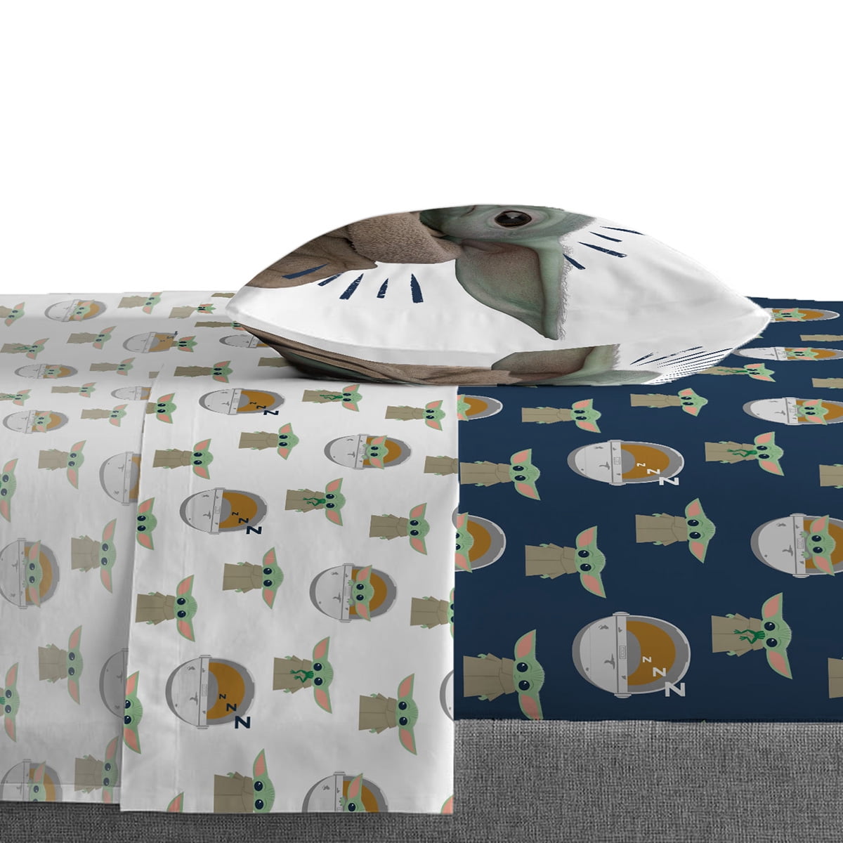 Baby Yoda, The Child 5 Piece Twin Bed-in-a-Bag, 100% Microfiber, Blue